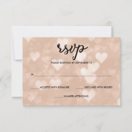 Zwart met Faux Roos Gold Bokeh Hearts RSVP Kaartje