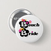 Zwart met Flowers Beach Bride Ronde Button 5,7 Cm (Voorkant /achterkant)