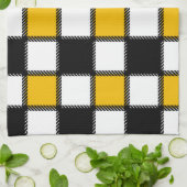Zwart met geel tartan theedoek (Gevouwen)