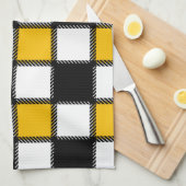 Zwart met geel tartan theedoek (Quarter Fold)