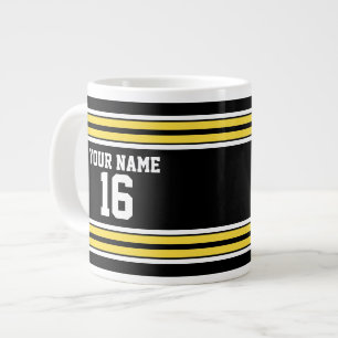 Zwart met Gele Witte Stripes Team Jersey Grote Koffiekop