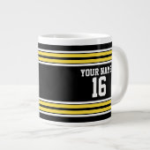 Zwart met Gele Witte Stripes Team Jersey Grote Koffiekop (Voorkant rechts)