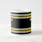 Zwart met Gele Witte Stripes Team Jersey Grote Koffiekop (Voorkant)