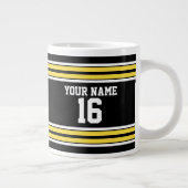 Zwart met Gele Witte Stripes Team Jersey Grote Koffiekop (Rechts)