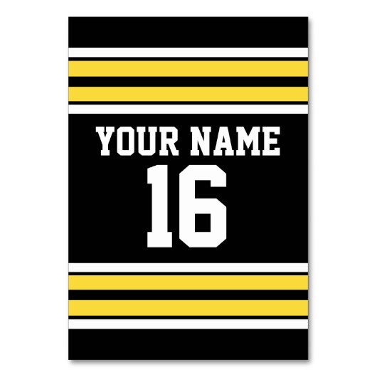Zwart met Gele Witte Stripes Team Jersey Kaart (Achterkant)