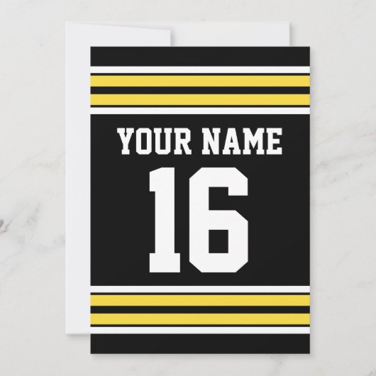 Zwart met Gele Witte Stripes Team Jersey Kaart (Voorkant)