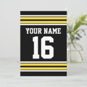 Zwart met Gele Witte Stripes Team Jersey Kaart (Staand voorkant)