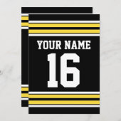 Zwart met Gele Witte Stripes Team Jersey Kaart (Voorkant / Achterkant)