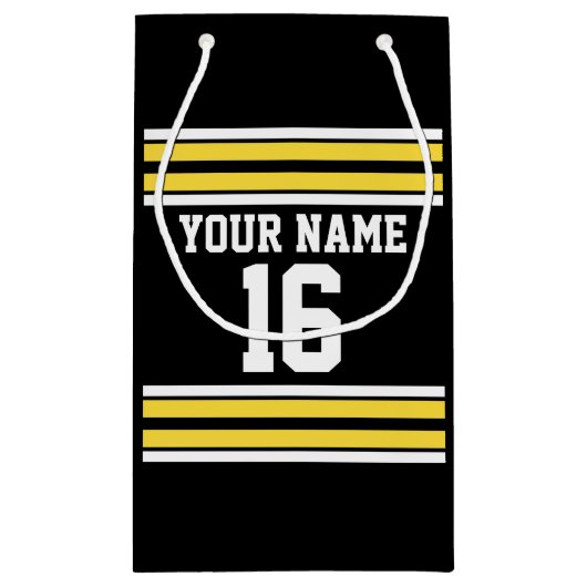 Zwart met Gele Witte Stripes Team Jersey Klein Cadeauzakje (Achterkant)