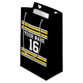 Zwart met Gele Witte Stripes Team Jersey Klein Cadeauzakje (Voorkant Gekanteld)