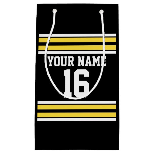 Zwart met Gele Witte Stripes Team Jersey Klein Cadeauzakje (Voorkant)