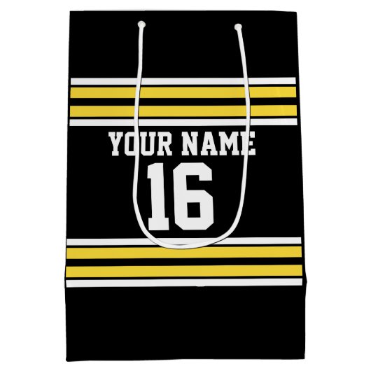 Zwart met Gele Witte Stripes Team Jersey Medium Cadeauzakje (Achterkant)