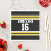 Zwart met Gele Witte Stripes Team Jersey Servetten (Insitu)
