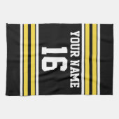 Zwart met Gele Witte Stripes Team Jersey Theedoek (Horizontaal)