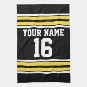 Zwart met Gele Witte Stripes Team Jersey Theedoek (Verticaal)