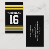 Zwart met Gele Witte Stripes Team Jersey Visitekaartje (Voorkant / Achterkant)