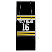 Zwart met Gele Witte Stripes Team Jersey Wijn Cadeautas (Achterkant)