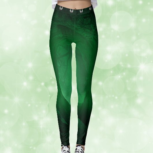 Zwart met Gloeiende groene Row Spooky Grey vleermu Leggings