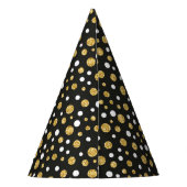 Zwart met Gold en White Polkadots Party Pet Feesthoedjes (Achterkant)