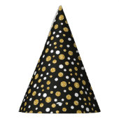 Zwart met Gold en White Polkadots Party Pet Feesthoedjes (Links)