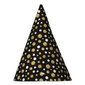 Zwart met Gold en White Polkadots Party Pet Feesthoedjes (Rechts)