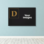Zwart met Gold Family Initiaal Fotobeeldscherm Canvas Afdruk (Insitu (Houten vloer))