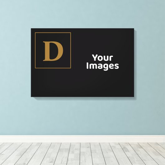 Zwart met Gold Family Initiaal Fotobeeldscherm Canvas Afdruk (Insitu (Houten vloer))