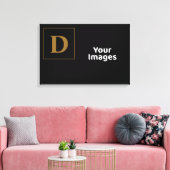 Zwart met Gold Family Initiaal Fotobeeldscherm Canvas Afdruk (Insitu (Woonkamer))
