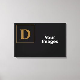 Zwart met Gold Family Initiaal Fotobeeldscherm Canvas Afdruk