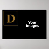 Zwart met Gold Family Initiaal Fotobeeldscherm Poster (Voorkant)