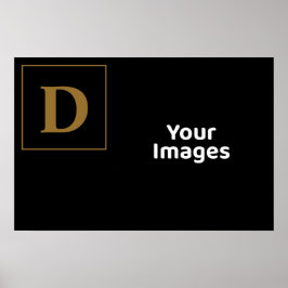 Zwart met Gold Family Initiaal Fotobeeldscherm Poster