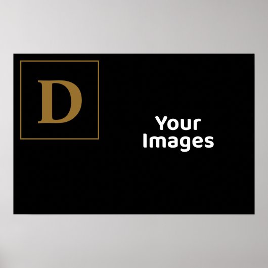 Zwart met Gold Family Initiaal Fotobeeldscherm Poster (Voorkant)