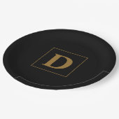 Zwart met Gold Family Initiaal Papieren Bordje (Gekanteld)