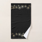 Zwart met Gold Flowers Bad Handdoek (Handdoek)