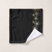 Zwart met Gold Flowers Bad Handdoek (Wasdoekje)
