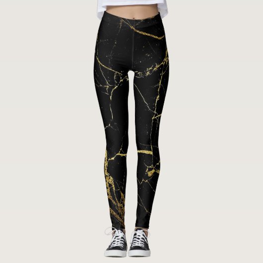 Zwart met Gold Foil-Leggings Leggings (Voorkant)