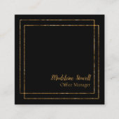 Zwart met Gold Foil Modern Minimalistisch Vierkante Visitekaartje (Voorkant)