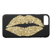 Zwart met Gold Glam Lips Case-Mate iPhone Case (Achterkant (Horizontaal))