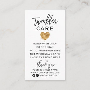 Zwart met Gold Heart Tumbler Care Visitekaartje