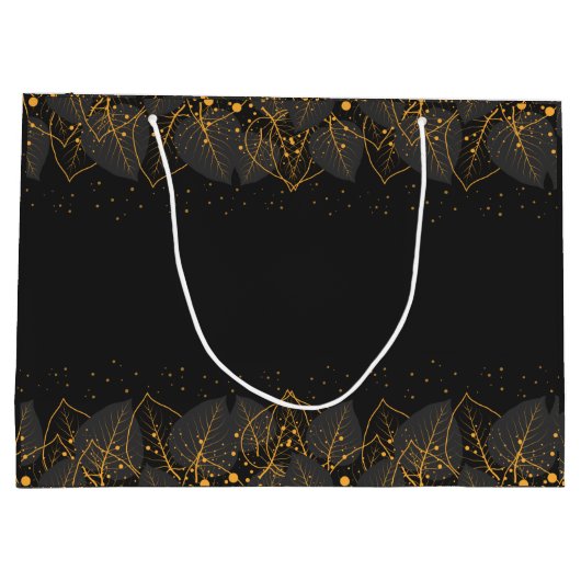 Zwart met Gold Leaf Border Groot Cadeauzakje (Achterkant)