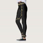 Zwart met Gold Simplistic Scroll Design Leggings (Links)