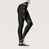 Zwart met Gold Simplistic Scroll Design Leggings (Rechts)