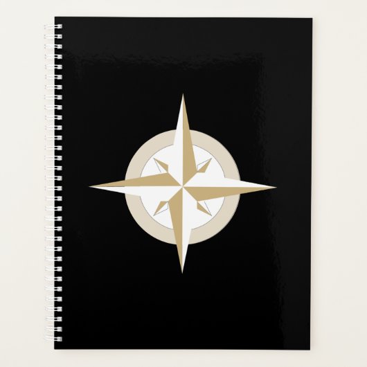 Zwart met Gold White Compass Planner (Voorkant)