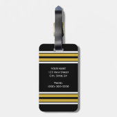 Zwart met Gold White Stripes Team Jersey Bagagelabel (Achterkant verticaal)
