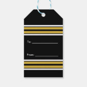Zwart met Gold White Stripes Team Jersey Cadeaulabel (Achterkant)