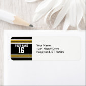 Zwart met Gold White Stripes Team Jersey Etiket (Insitu)