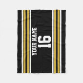 Zwart met Gold White Stripes Team Jersey Fleece Deken (Voorkant)