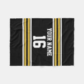 Zwart met Gold White Stripes Team Jersey Fleece Deken (Voorkant (Horizontaal))