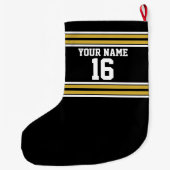 Zwart met Gold White Stripes Team Jersey Grote Kerstsok (Achterkant)