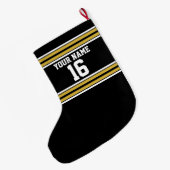 Zwart met Gold White Stripes Team Jersey Grote Kerstsok (Achterkant (Hangend))